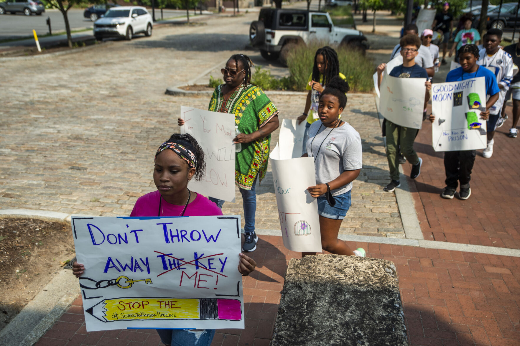 The Listening's Freedom School program march along Jefferson Street